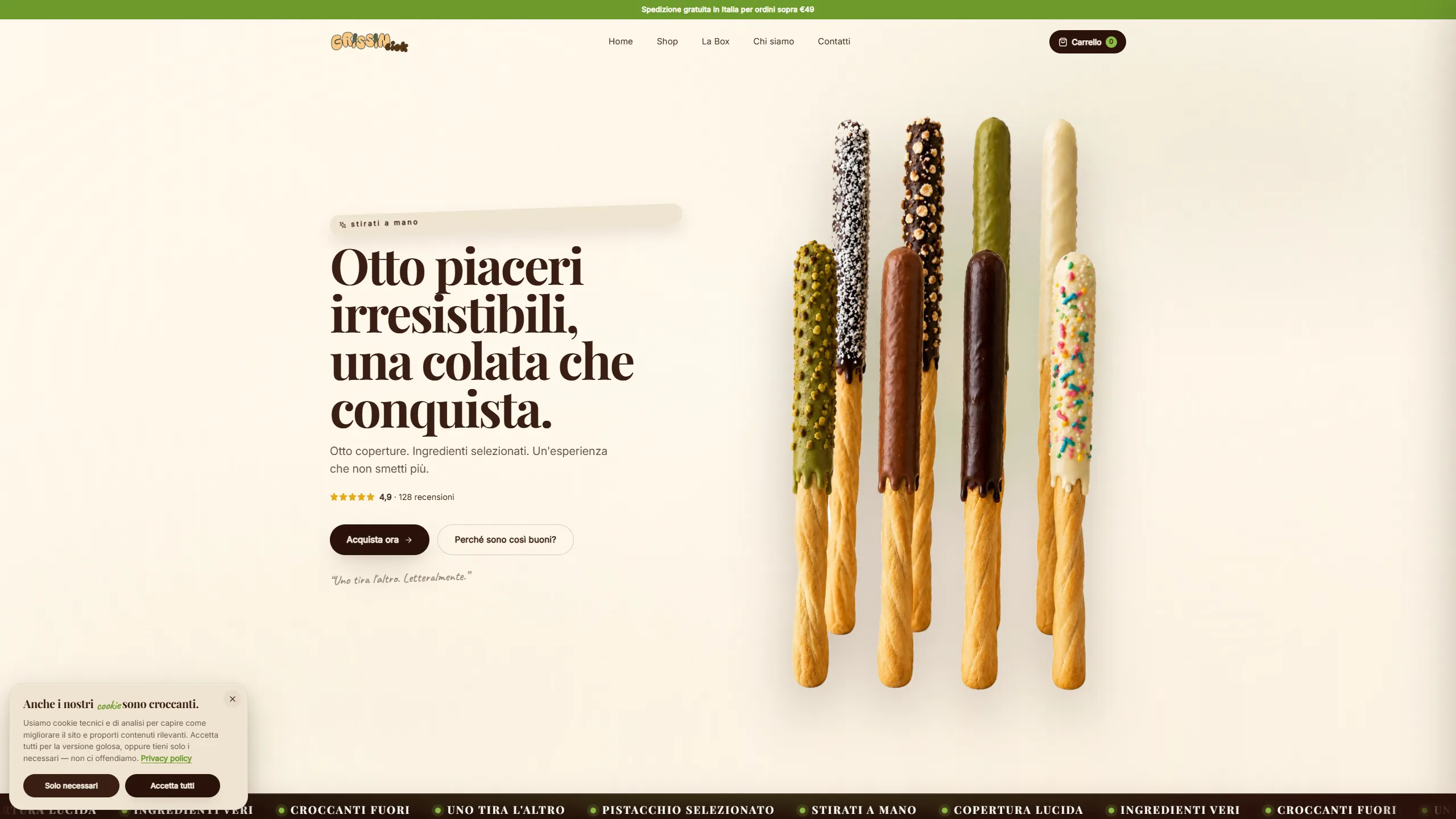 Homepage dello store online Grissinciok