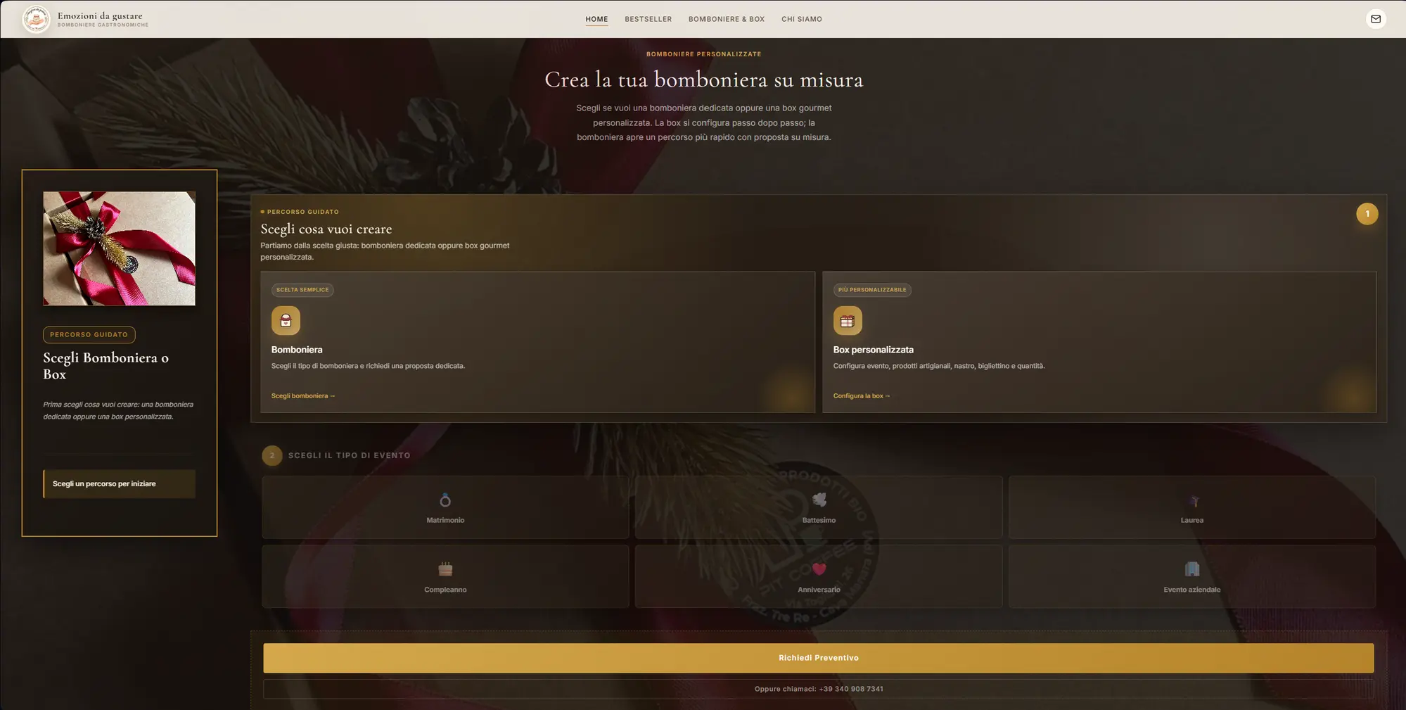 Pagina bomboniere e configuratore personalizzato Emozioni da Gustare